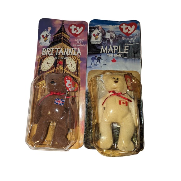 Ty Teenie Beanie Babies Glory Erin Britannia Maple Complete Set Plus Sealed - Picture 4 of 7